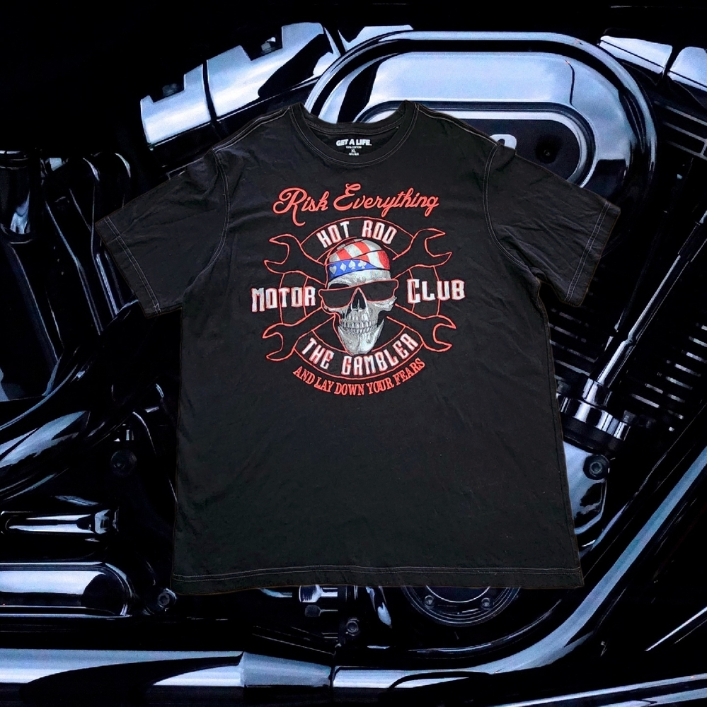 Men's motorcycle/ hotrod skull graphic t-shirt size XL